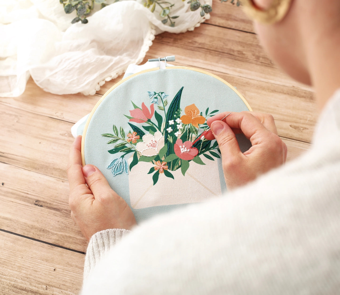Kit Broderie - Enveloppe fleurie