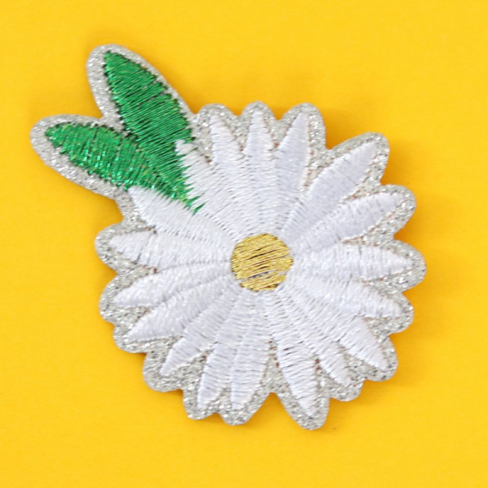 Ecusson thermocollant à paillettes - Marguerite