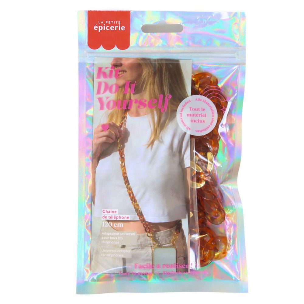 Kit Accessoires - Chaine de téléphone - Maillons Ambre & dorés