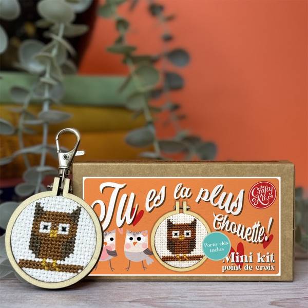 Mini kit point de croix – Tu es la plus chouette