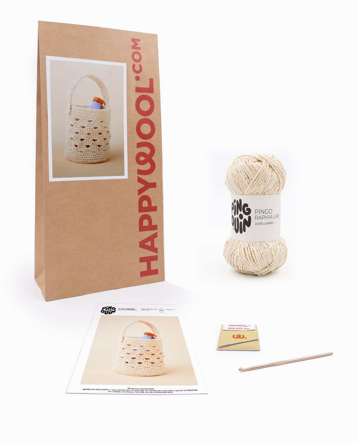 Kit Crochet Sac Diamant - Ecru